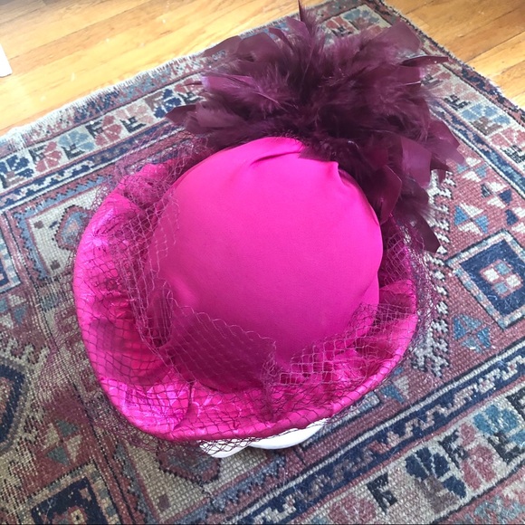 vintage feathered veiled hat - Picture 9 of 12
